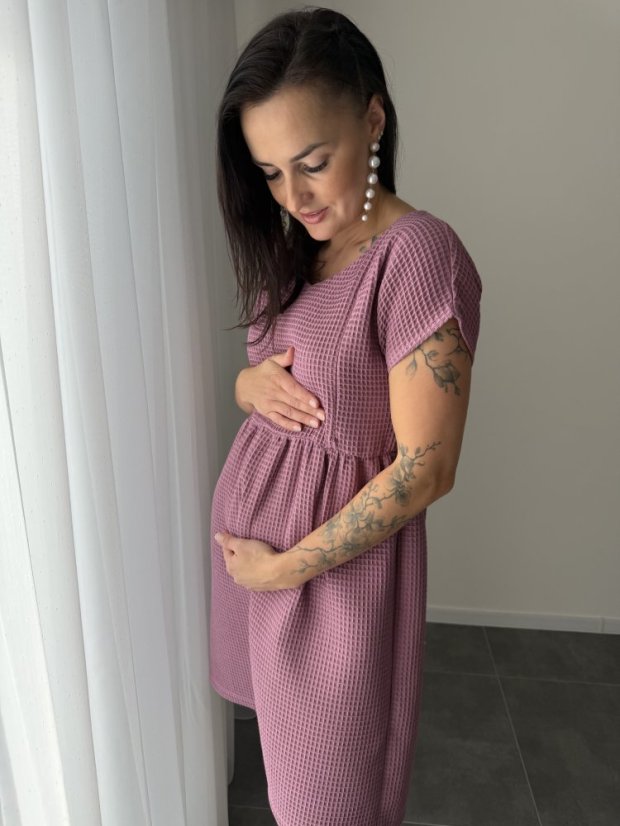 Cotton dress "Waffle" - mauve - Size: XS/S