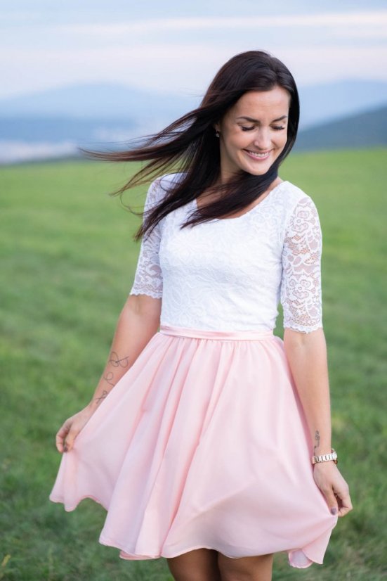 Formal dress "Grace" - white pink - Size: XL