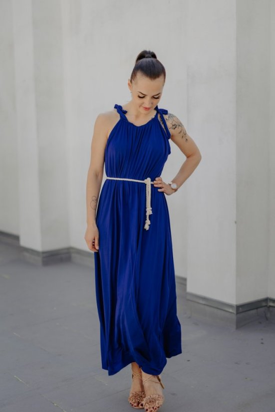 Bambusové šaty – královská modrá - Velikost: UNI, Délka: Dlouhé