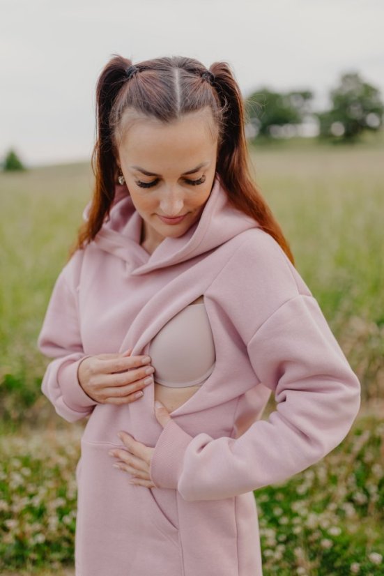 Nursing hoodie - Old pink - Size: M/L