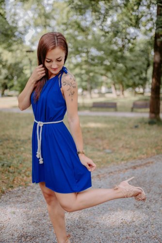 Bamboo Breastfeeding Dress - royal blue - Size: UNI, Dĺžka: Short