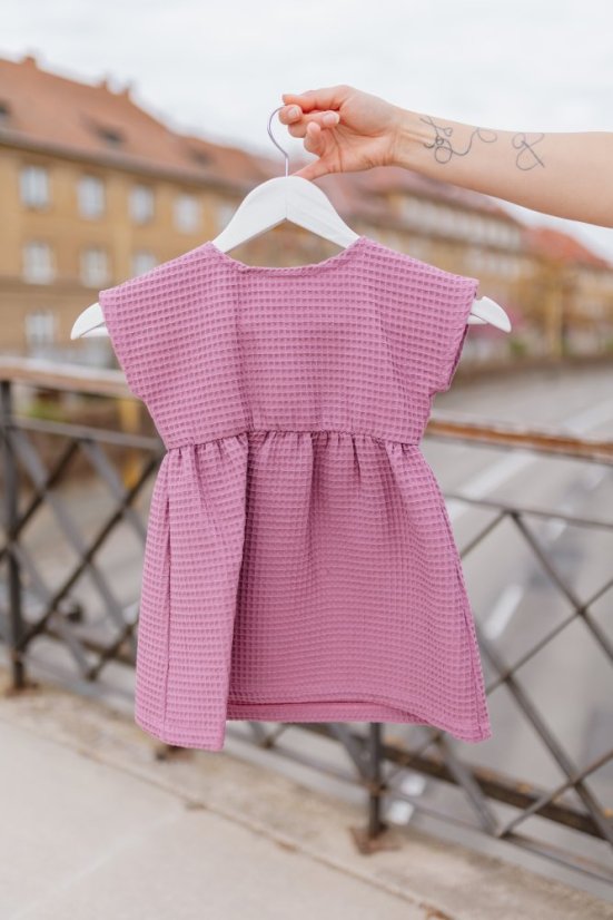Cotton Dress "Waffle" - MOM AND DAUGHTER - mauve - Size: XL/2XL