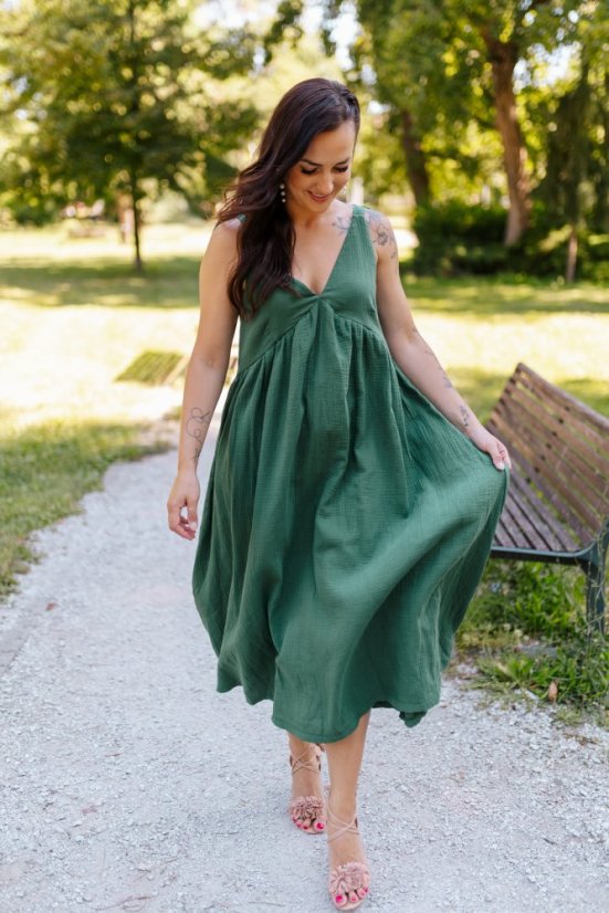 "Aura" dress - emerald - Size: XS/S, Variant: For breastfeeding, Length: Long