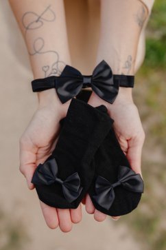 BABY set - ponožky a čelenka - černé