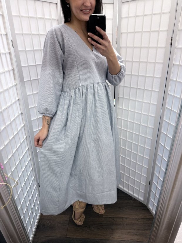 Lněné šaty "Boho Breeze" - pásiky