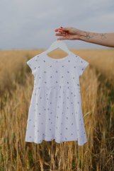 Girls' Dress with Gathered Skirt - Anchor Pattern