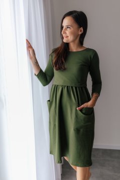 Teplákové MIDI šaty  – Khaki