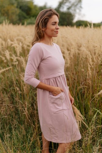 Breastfeeding MIDI dress with pockets - old pink - Size: XS