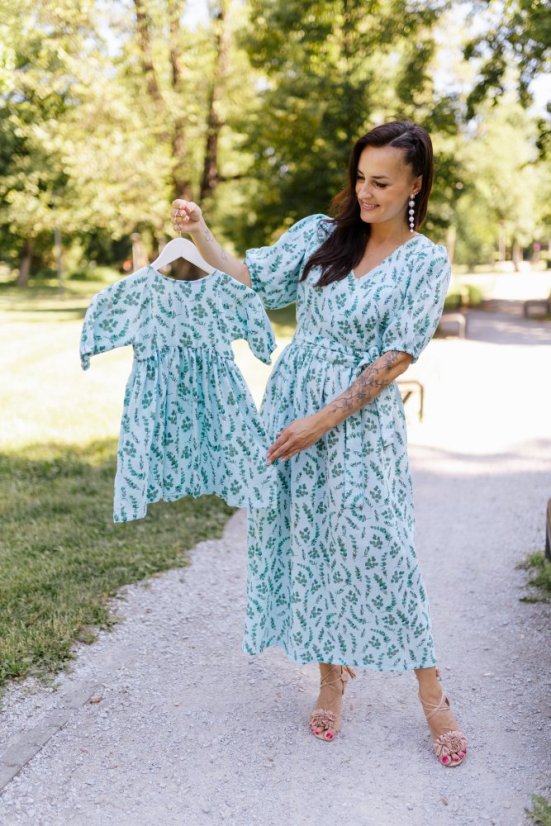 "Boho Breeze" dress MUM AND DAUGHTER - mint leaves - Size: XS/S