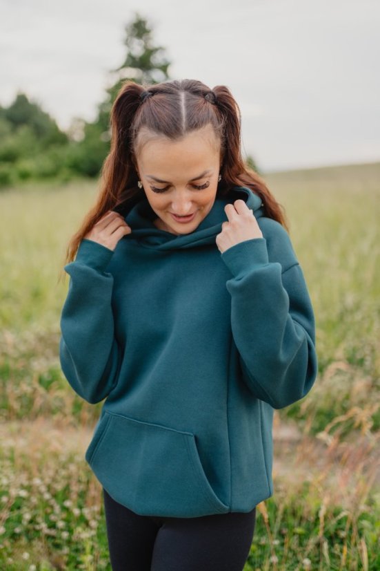 Hoodie mikina ke kojení – Smaragdová - Velikost: XXS