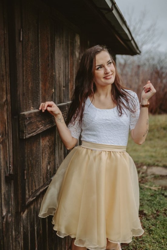 Formal dress "Grace" - white - gold - Size: XS