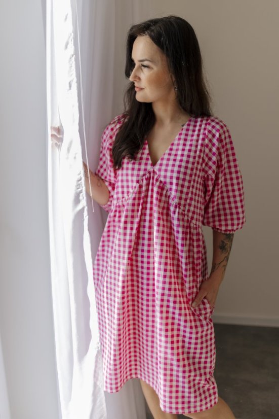 Nursing dress "Tartana" - MOTHER AND DAUGHTER - pink - Size: XL/2XL