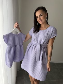 Cotton Dress "Waffle" - MOM AND DAUGHTER - lila