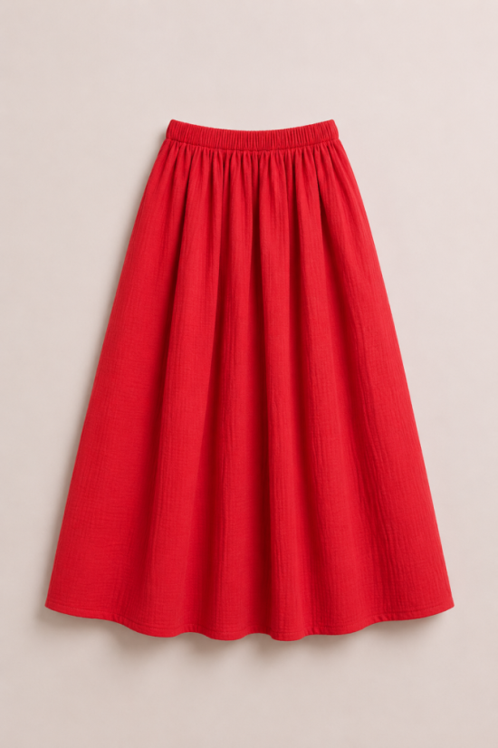 Elia Muslin Skirt - Red - Size: UNI 1 (XS - M)