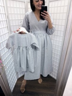 Lněné šaty "Boho Breeze" MAMA A DCERA - pásky