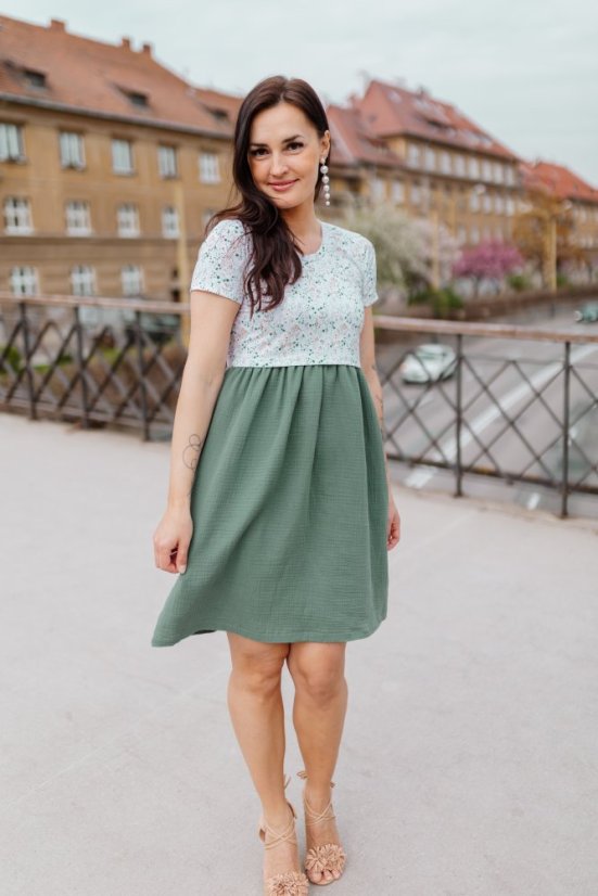 Dress "Bohemia" Muslin - mint leaves