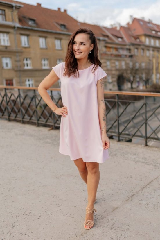 Elegantní šaty ke kojení – Bledě růžové - Velikost: 3XL/4XL