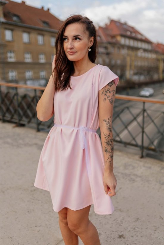 Elegantní šaty ke kojení – Bledě růžové - Velikost: XXS