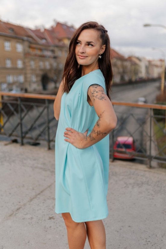 Elegantní šaty ke kojení– MÁMA A DCERA – modré