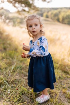 Girls' dress "Bohemia" - blue flowers