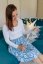 Christmas dress with gathered skirt - Blue birds