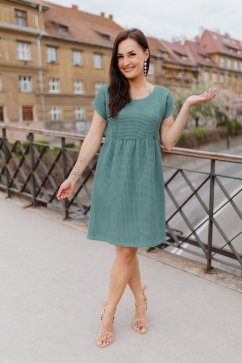 Bavlněné šaty "Waffle" - dark mint