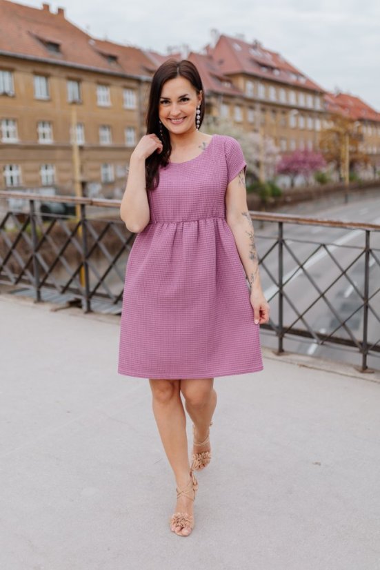 Bavlněné šaty "Waffle" - mauve - Velikost: M/L
