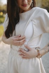 Linen nursing blouse - beige
