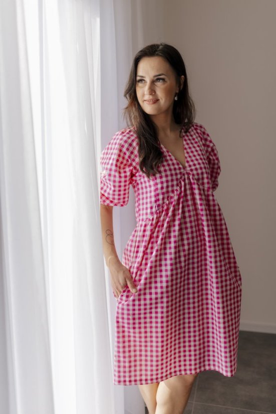 Nursing dress "Tartana" - MOTHER AND DAUGHTER - pink - Size: XL/2XL