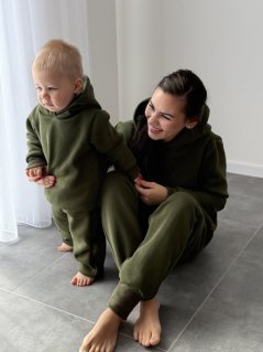 Teplá tepláková souprava s kapucí  - MAMA a MINI - různé barvy