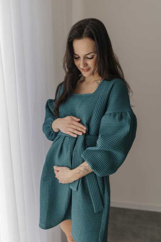 Cotton dress "Maison Waffle" - kerosene - Size: XL/2XL