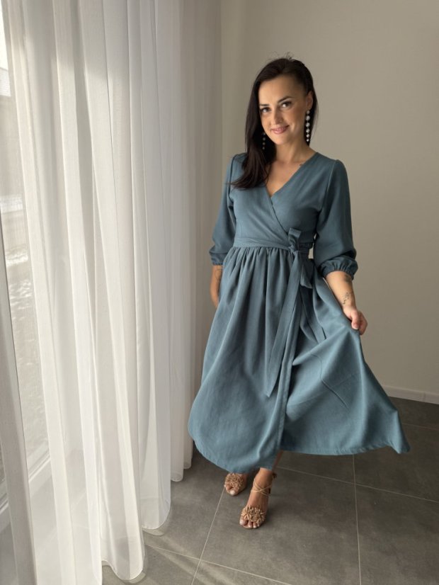 Lnené zavinovací šaty - různé barvy