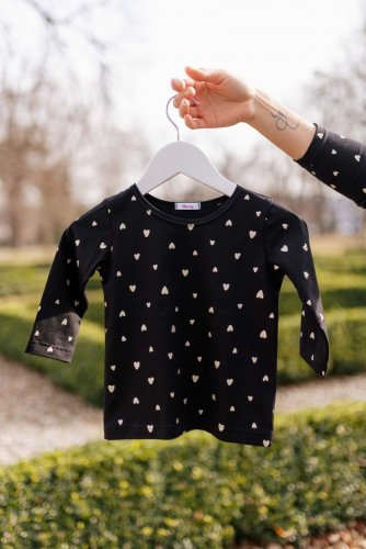 MATCHY knitted t-shirt - Gold hearts on black
