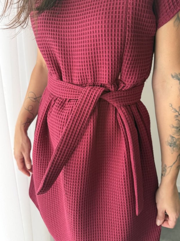 Bavlnené šaty "Waffle" - MÁMA A DCERA – berry - Velikost: XL/2XL