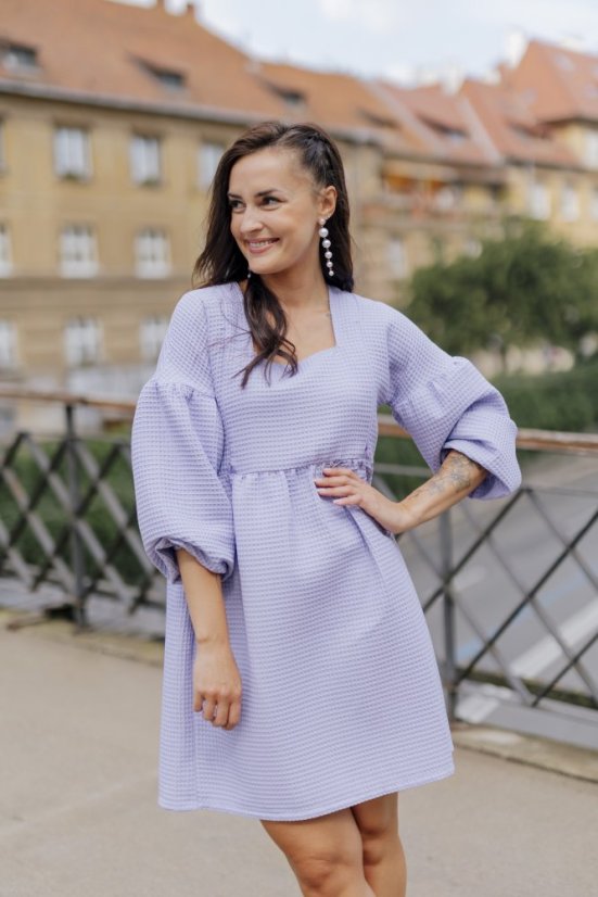 Bavlněné šaty "Maison Waffle" - LILA - Velikost: XS/S