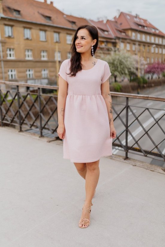 Bavlnené šaty "Waffle" - MÁMA A DCERA – light pink