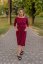 Nursing MIDI dress - golden hearts on bordo