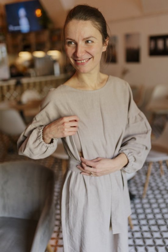 "Maison Linen" dress - sandy - Size: XL/2XL