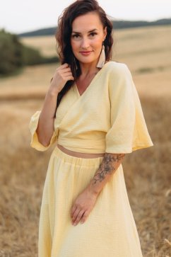 Elia Muslin Kimono Top comfy - banana yellow