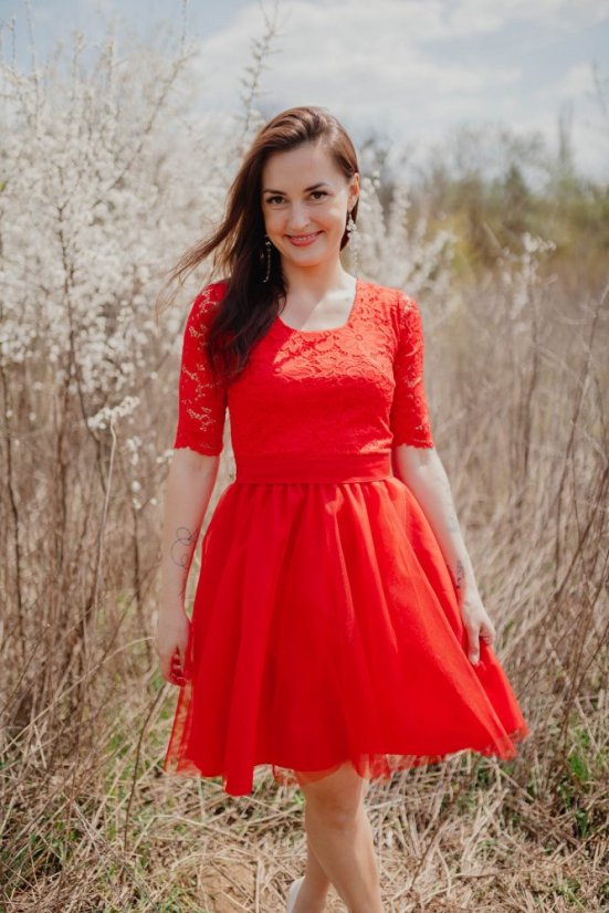 Společenské šaty "Grace"– červený - Velikost: XL