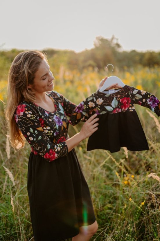 MATCHY sweatshirt dress - gold flowers on black