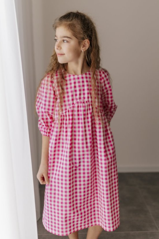 Nursing dress "Tartana" - MOTHER AND DAUGHTER - pink