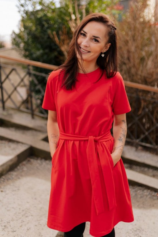 "Luna" Basic Dress - Red - Size: XXS