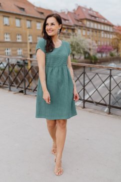 Bavlněné šaty "Waffle" - dark mint