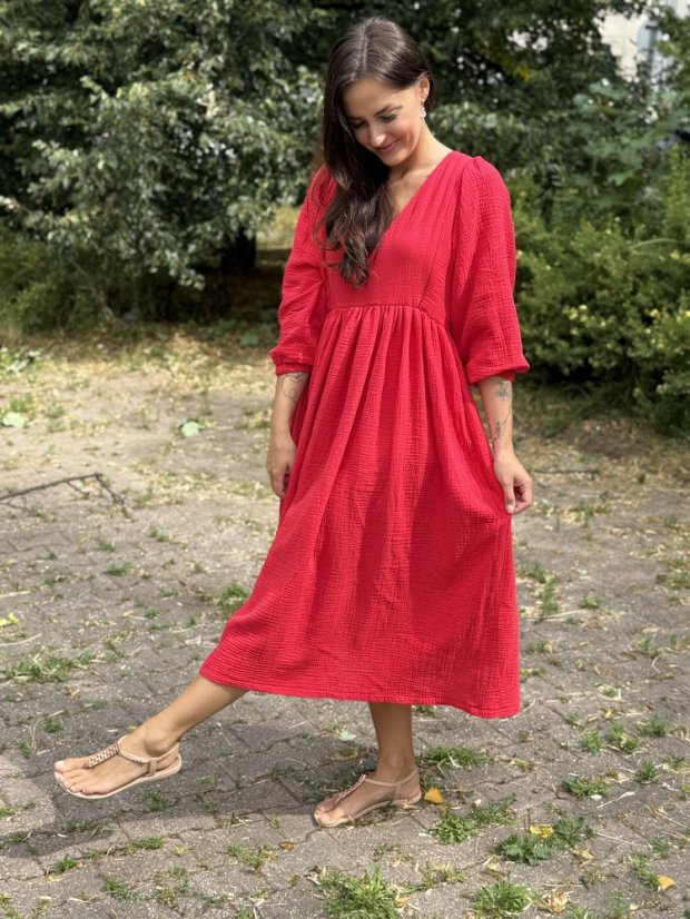 "Boho Breeze" dress -Red - Size: M/L