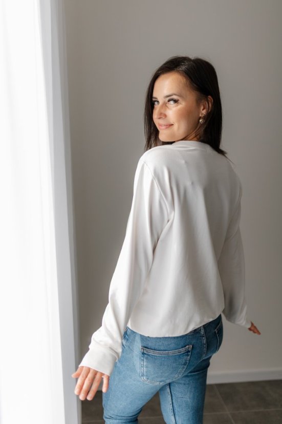 Dámská tenká mikina - smetanová - Velikost: M/L