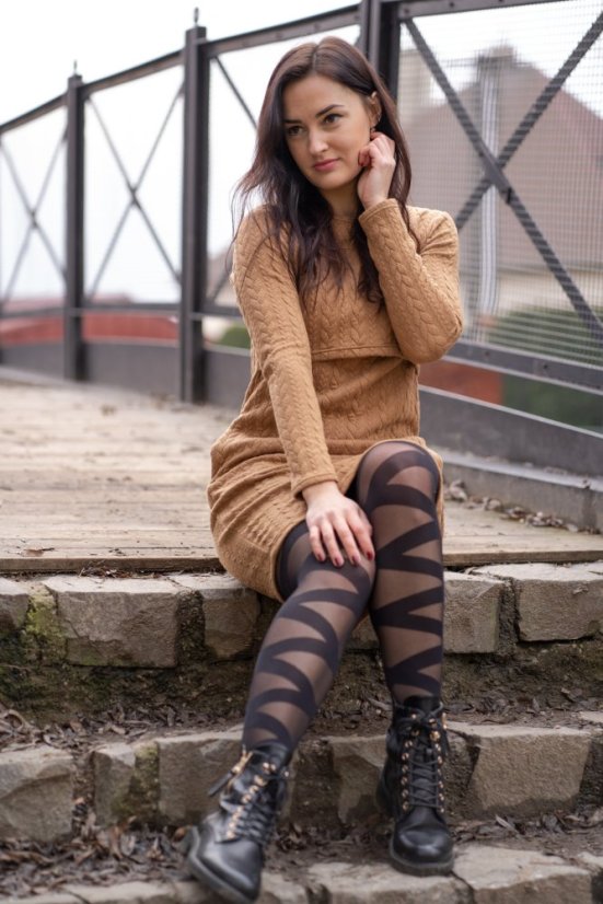 Straight sweater dress - Caramel