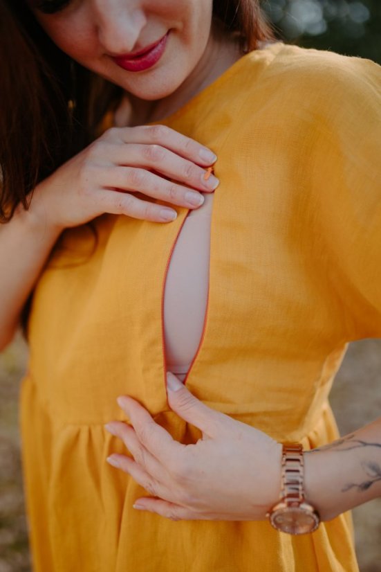 Lněné MIDI šaty - MÁMA A DCERA – Různé barvy