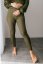ELARA SET – asymetrická mikina & žebrované legíny - khaki zelená - Velikost: L