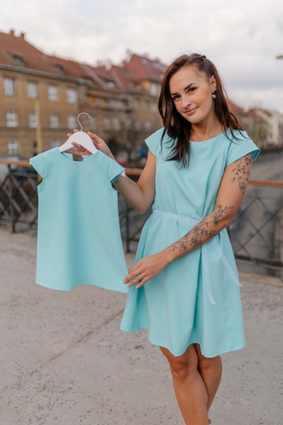 Elegantní šaty ke kojení– MÁMA A DCERA – modré